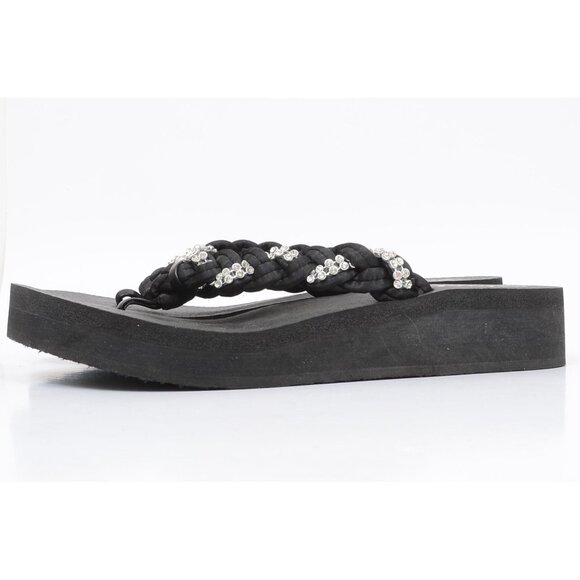 Skechers Rhonestone Bling Slip On Wedge Flip Flop Sandals Women's 10 Beach Vacay - Picture 6 of 8